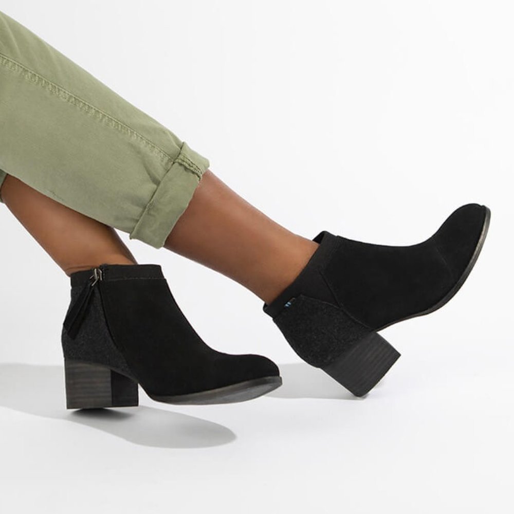 TOMS Black Suede Women's Loren Booties New